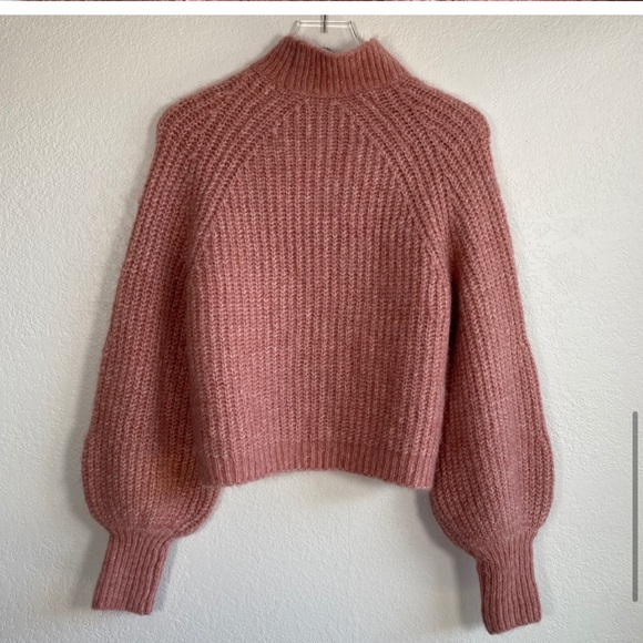 Zara Pink Balloon Sleeve High Neck Sweater NWT - Picture 2 of 7